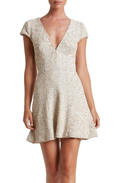 Women's Dress The Population Georgina Sequin Fit & Flare Dress - Ivory