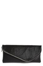 Sole Society Genuine Calf Hair & Faux Leather Foldover Clutch - Black