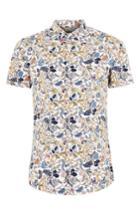 Men's Topman Muscle Fit Wild Floral Print Shirt - White