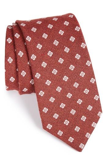 Men's Strong Suit Deco Medallion Cotton & Silk Tie, Size - Red