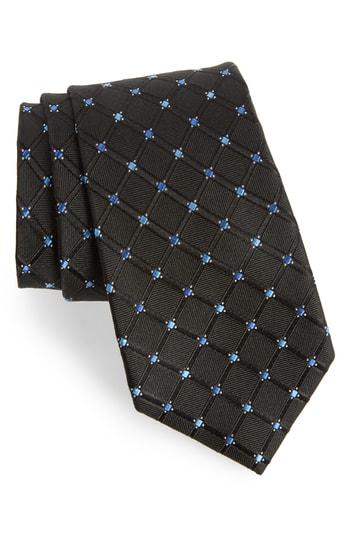 Men's Nordstrom Men's Shop Cambridge Grid Silk Tie, Size - Black