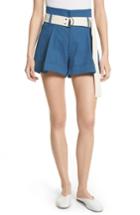 Women's Sea Poppy Belted Cotton & Linen Blend Shorts - Blue