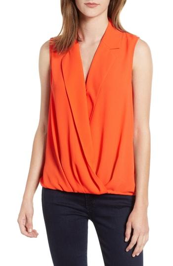 Women's Trouve Surplice Lapel Top - Red