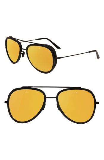Men's Vuarnet Pilot Edge 54mm Aviator Sunglasses - Matt Black / Black