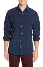 Men's Mizzen+main Courtman Slim Fit Windowpane Plaid Performance Sport Shirt - Blue
