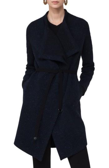 Women's Akris Punto Wool Blend Gabardine Coat - Blue