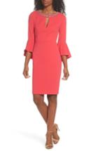 Women's Vince Camuto Embellished Bell Sleeve Sheath Dress - Pink