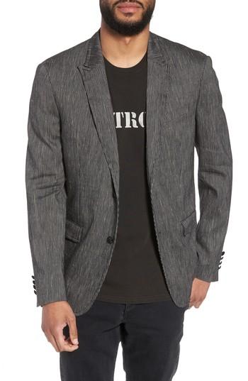 Men's John Varvatos Star Usa Regular Fit Stretch Stripe Linen Blend Sport Coat - Black
