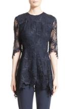Women's Lela Rose Elbow Sleeve Lace Top - Blue