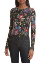 Women's Alice + Olivia Delaina Floral Crop Top - Black