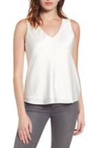 Women's Halogen V-neck Satin Tank - Ivory