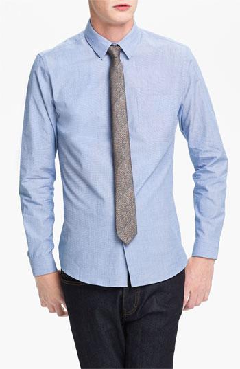Topman Slim Fit End-on-end Woven Dress Shirt
