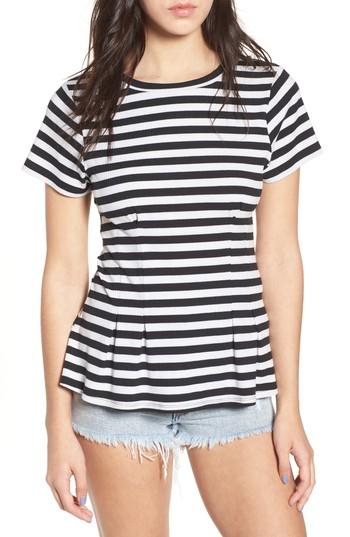Women's Love, Fire Stripe Peplum Tee - Black