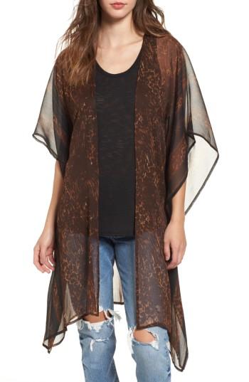 Women's Sun & Shadow Drape Kimono, Size - Brown