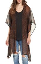 Women's Sun & Shadow Drape Kimono, Size - Brown