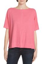 Women's Eileen Fisher Jewel Neck Organic Cotton Tee, Size - Pink