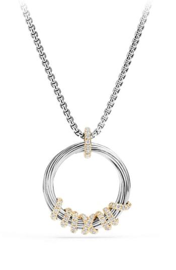 Women's David Yurman Helena Medium Pendant Necklace With Diamonds & 18k Gold
