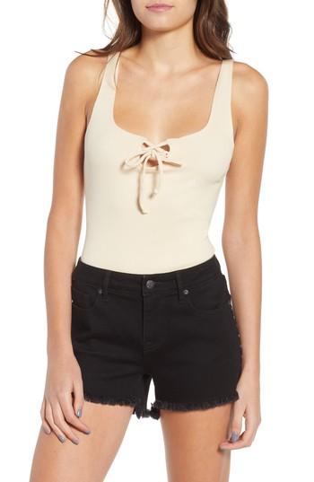 Women's Obey Tangled Up Rib Bodysuit - Beige