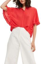 Women's Topshop Katie Frill Sleeve Shirt Us (fits Like 0-2) - Red