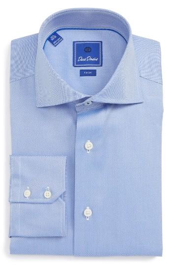 Men's David Donahue Trim Fit Herringbone Dress Shirt