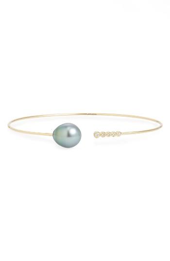 Women's Mizuki Single Pearl & Diamond Cuff