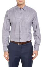 Men's David Donahue Regular Fit Check Sport Shirt, Size - Purple