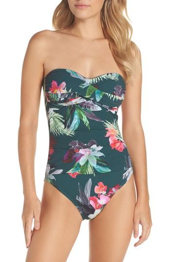 Women's La Blanca Jungle Bandeau Floral Print One-piece Swimsuit