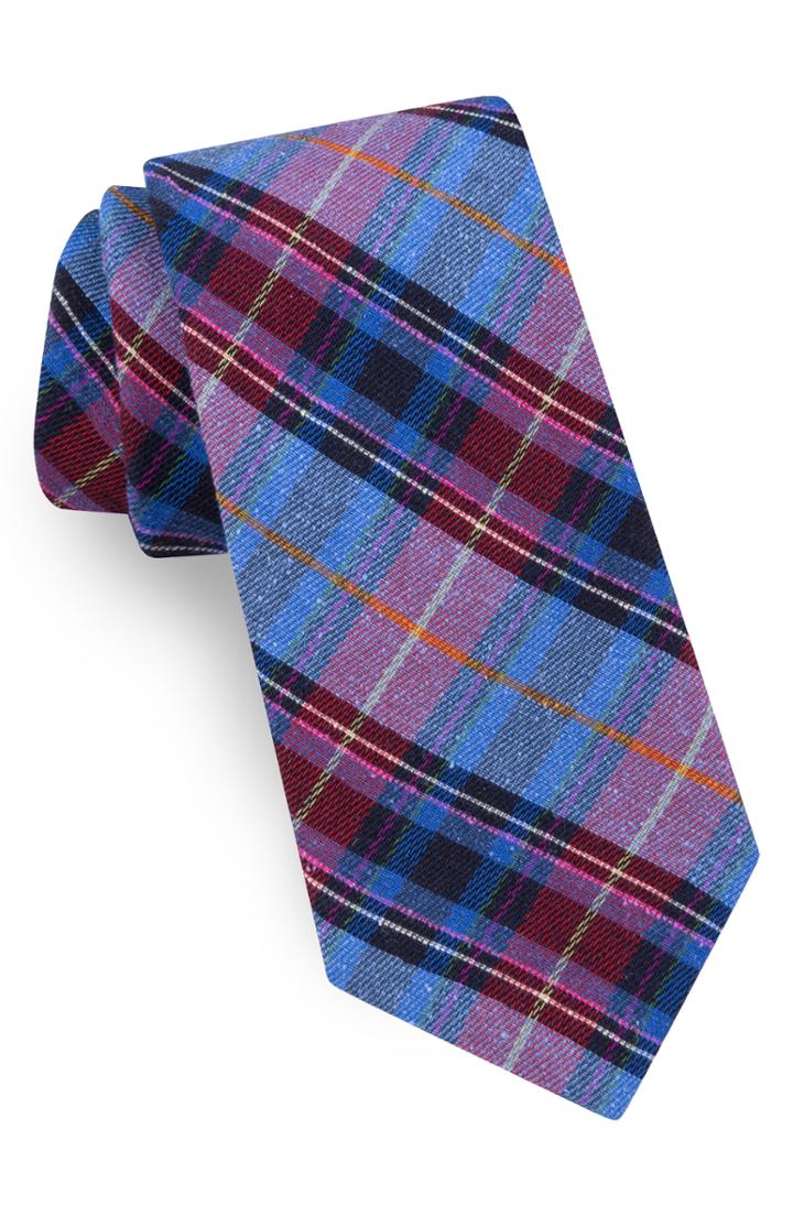 Men's Ted Baker London Bourette Plaid Silk Tie, Size - Blue