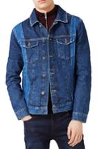 Men's Topman Two-tone Denim Jacket, Size - Blue