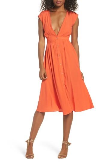 Women's Knot Sisters Secret Garden Midi Dress - Coral