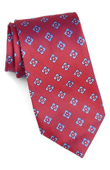 Men's Nordstrom Men's Shop 'petal Neat' Floral Silk Tie, Size - Red