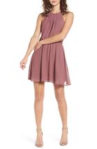 Women's Blouson Chiffon Skater Dress, Size - Pink