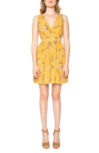 Women's Willow & Clay Floral Print Fit & Flare Dress - Yellow