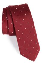 Men's The Tie Bar Dotted Report Silk & Wool Tie, Size - Burgundy