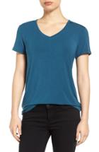 Petite Women's Halogen Modal Jersey V-neck Tee P - Blue/green