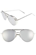 Women's Linda Farrow 60mm Mirrored 18 Karat White Gold Sunglasses - White Gold/ Platinum