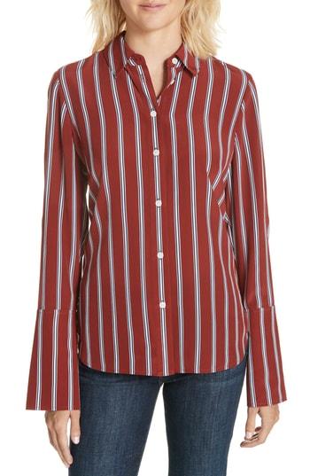 Women's Frame Silk Pajama Blouse - Burgundy