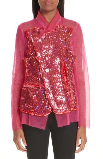 Women's Comme Des Garcons Tulle Sequin Blazer - Pink