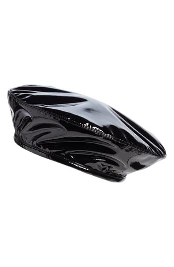 Women's Leith Faux Patent Leather Beret - Black