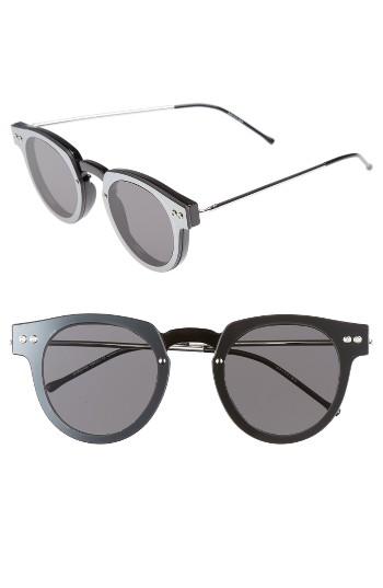 Women's Spitfire Sharper Edge 52mm Round Sunglasses - Black/ Silver Mirror/ Black