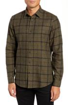 Men's Calibrate Mini Collar Plaid Flannel Shirt - Green