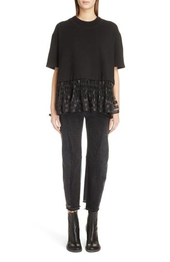 Women's Jw Anderson Pleated Hem Crop Top Us / 8 Uk - Black