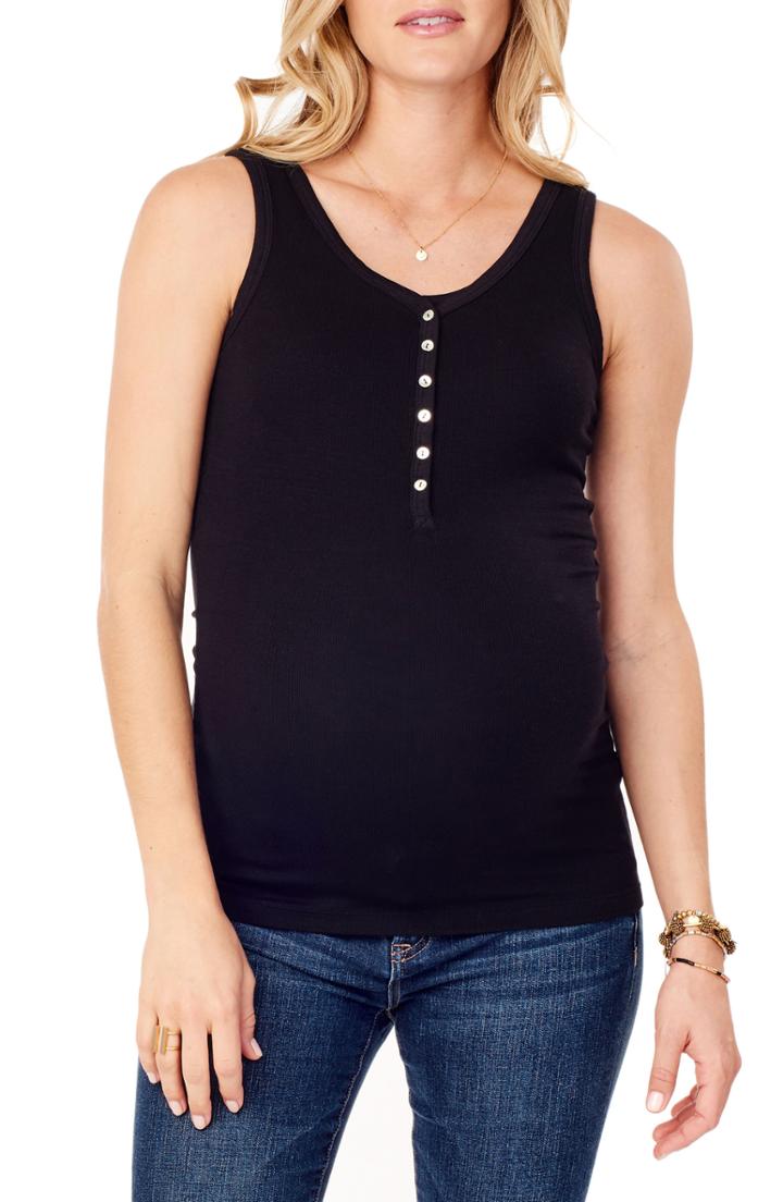 Women's Ingrid & Isabel Ribbed Maternity/nursing Henley Tank