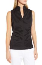 Women's Ming Wang Zip Neck Blouse - Black