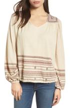 Women's Lucky Brand Market Embroidered Peasant Blouse - Ivory