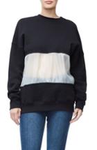 Women's Good American Mixed Media Oversize Sweatshirt - Black