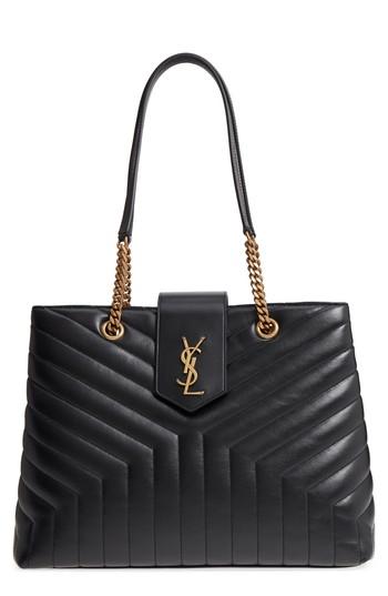 Saint Laurent Large Loulou Matelasse Leather Tote - Black