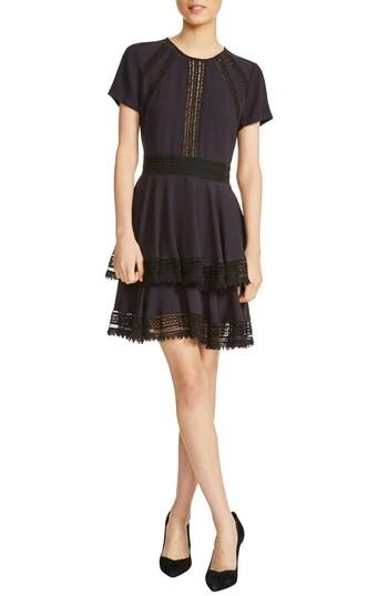 Women's Maje Raglia Lace Inset Mini Dress - Blue