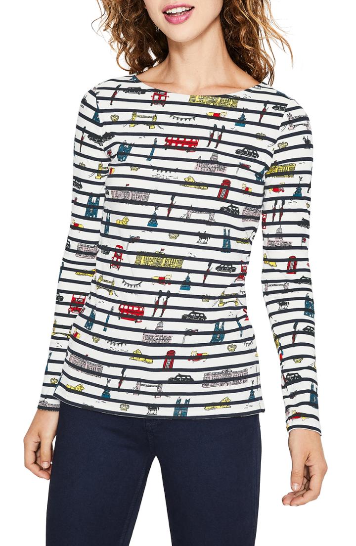 Women's Boden The Fun Breton Stripe Top (similar To 16w-18w) - Ivory