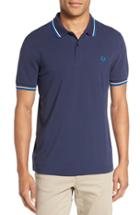 Men's Fred Perry Extra Trim Fit Twin Tipped Pique Polo - Blue